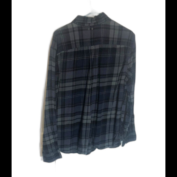 Converse One Star Men's Flannel Shirt L Blue Gray Black Plaid Long Sleeve Button - Picture 5 of 6